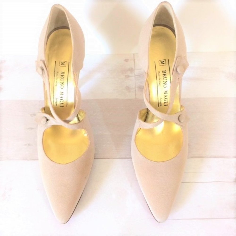 Bruno Magli Suede Heels w/ Criss Cross Straps
